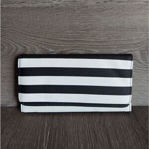 New KUT From The Cloth Black and White Striped Trifold Wallet